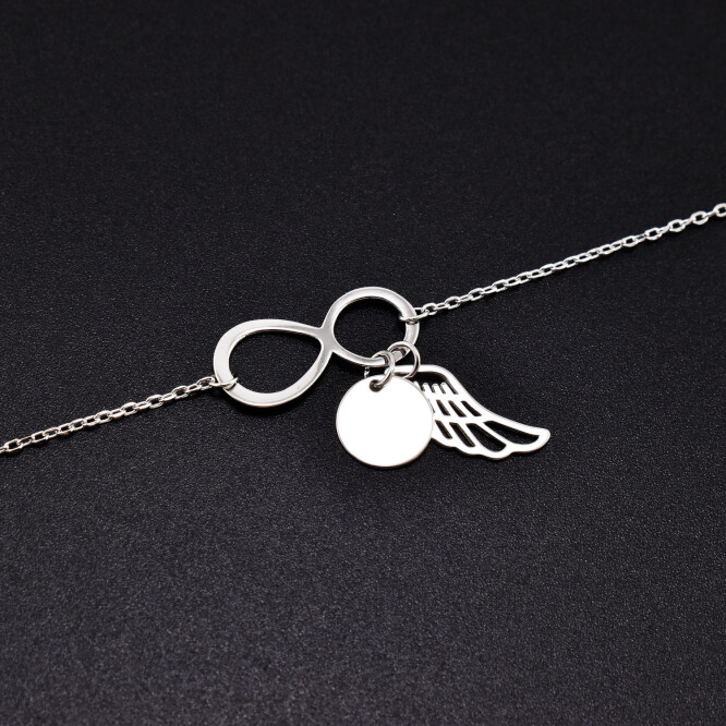 Bratara dama din argint cu accesorii in forma de infinit, cerc, aripa