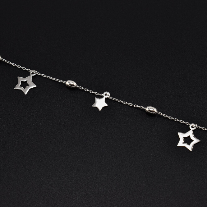 Bratara dama din argint cu accesorii in forma de stea