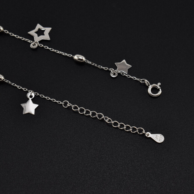 Bratara dama din argint cu accesorii in forma de stea