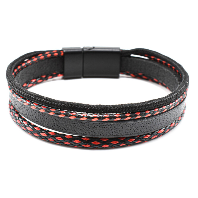 Bratara barbati din piele naturala si snur paracord BBB-213