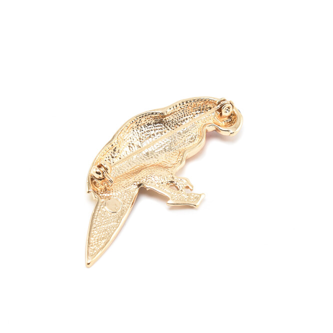 Brosa in forma de papagal cu cristale swarovski placata cu aur 18k