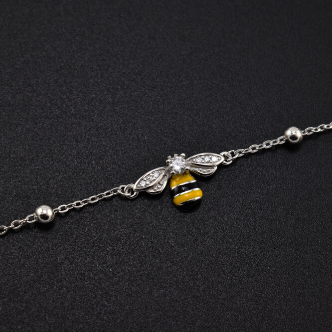 Bratara dama din argint cu accesoriu in forma de albina