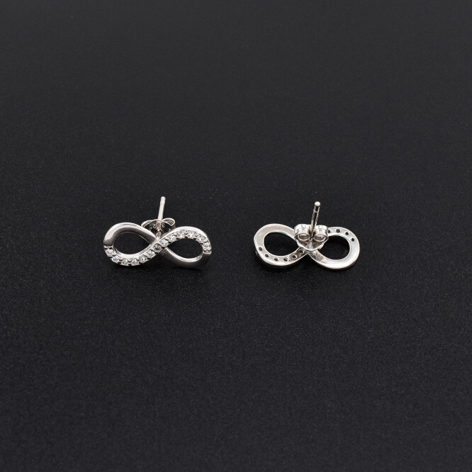 Cercei dama din argint sub forma de infinit cu cristale swarovski