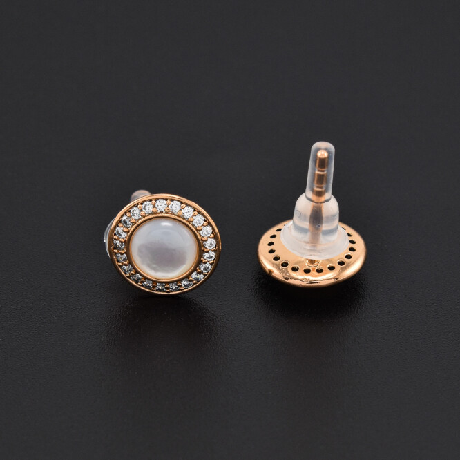 Cercei dama in forma de butoni placati cu aur 18K