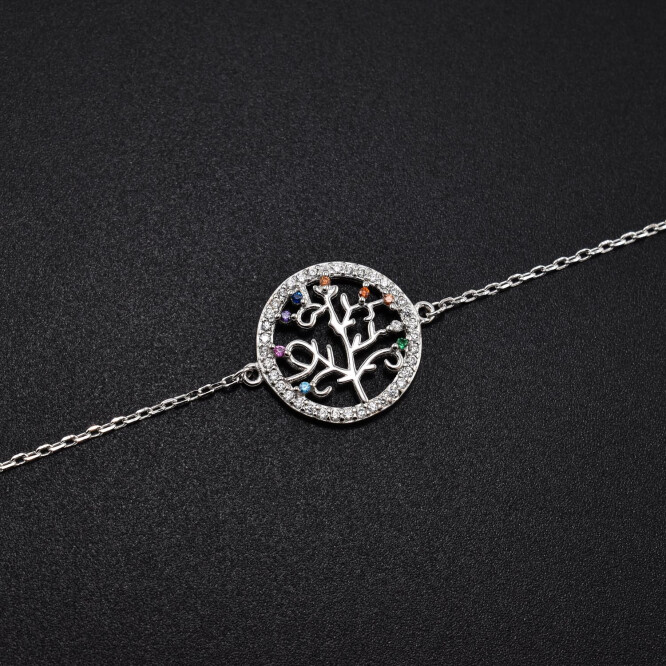 Bratara dama din argint copacul vietii si cristale swarovski