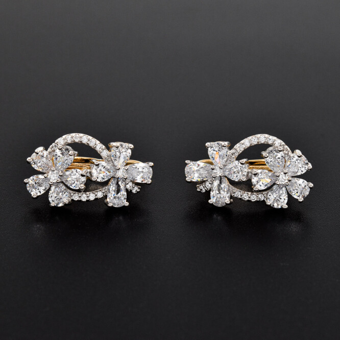 Cercei dama placati cu aur 18K in forma de floare