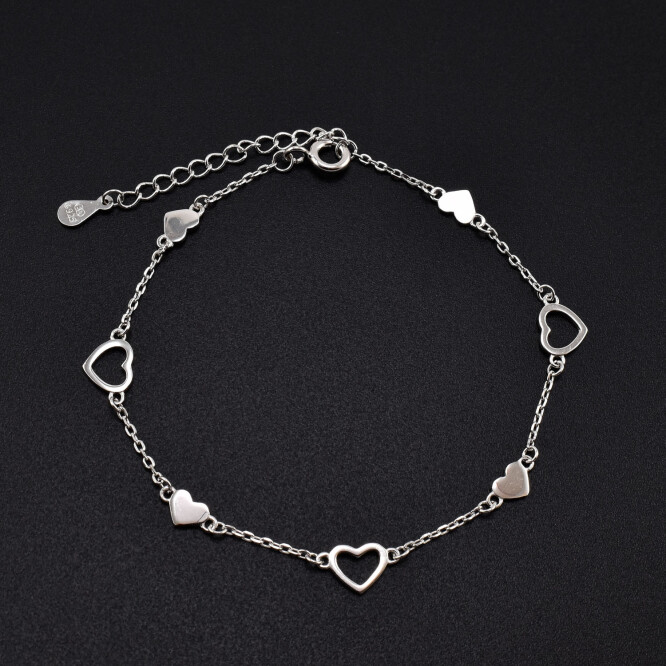 Bratara dama din argint cu accesorii in forma de inima BDAG-B-103