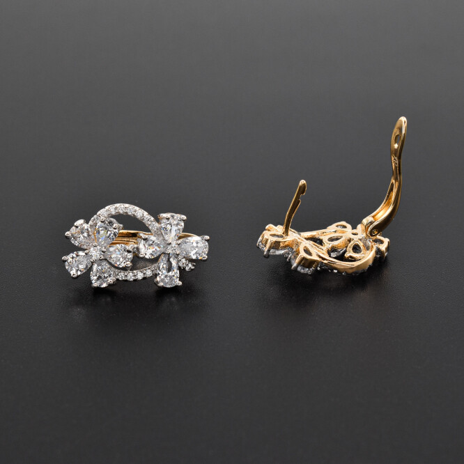 Cercei dama placati cu aur 18K in forma de floare