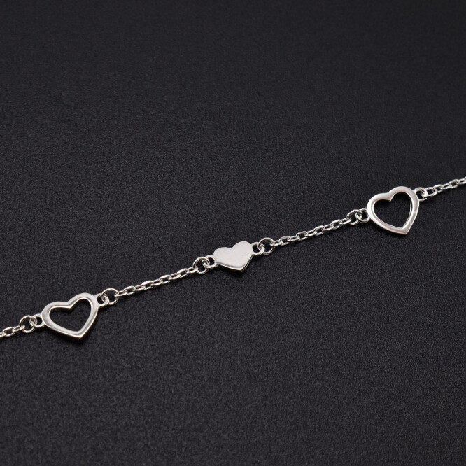 Bratara dama din argint cu accesorii in forma de inima BDAG-B-103