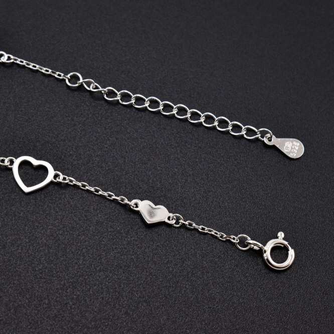 Bratara dama din argint cu accesorii in forma de inima BDAG-B-103