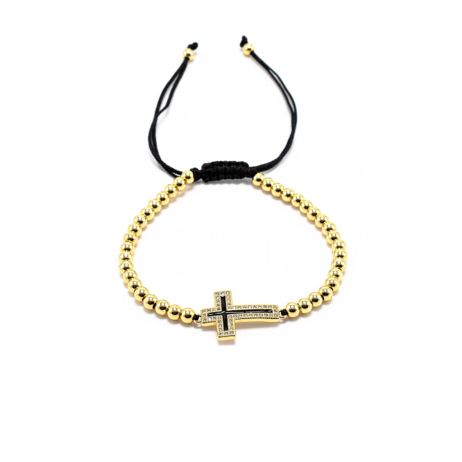 Bratara barbati placata cu aur 18K cu accesoriu in forma de cruciulita