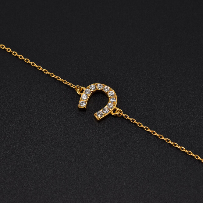 Bratara dama din argint placat cu aur 18K, accesoriu in forma de potcoava