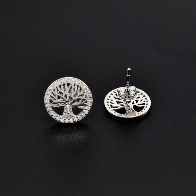 Cercei dama din argint ,,Copacul vietii'' si cristale swarovski
