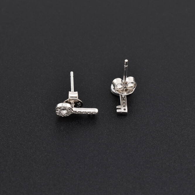 Cercei dama din argint in forma de cheie cu cristale swarovski
