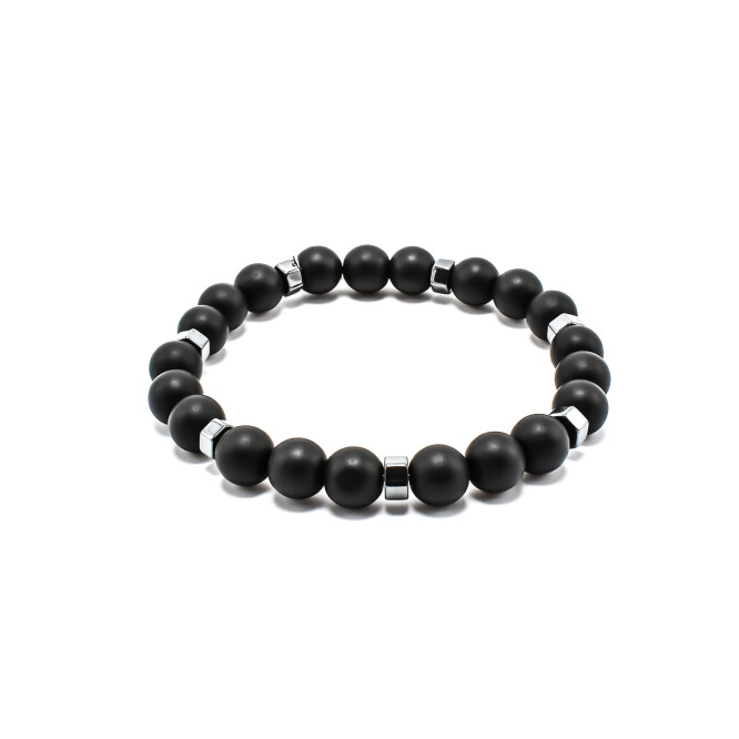 Bratara barbati cu bile din onix negru mat 