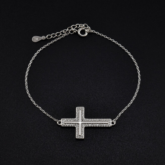 Bratara dama din argint cu accesoriu in forma de cruce BDAG-B-173