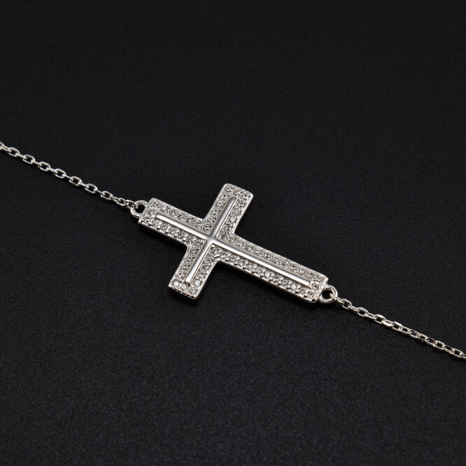 Bratara dama din argint cu accesoriu in forma de cruce BDAG-B-173