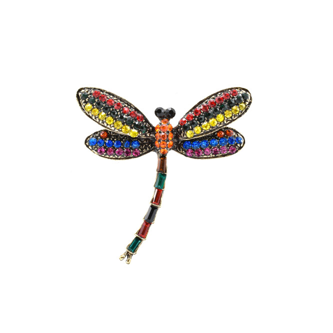 Brosa "Libelula" cu cristale zirconia multicolore