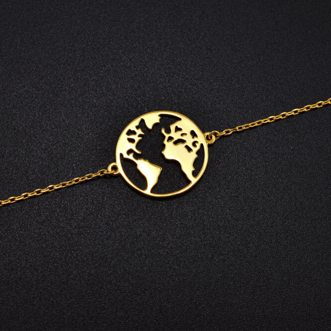 Bratara dama din argint placata cu aur 18K cu accesoriu Pamant