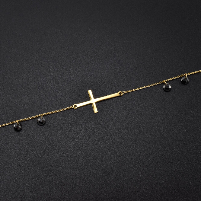 Bratara dama din argint placat cu aur 18K accesoriu in forma de cruce
