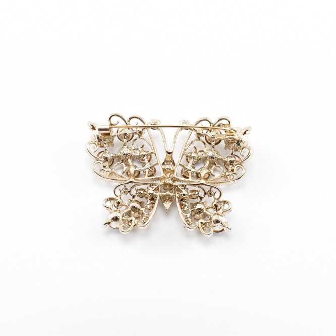 Brosa "Fluture" aurie cu cristale zirconia