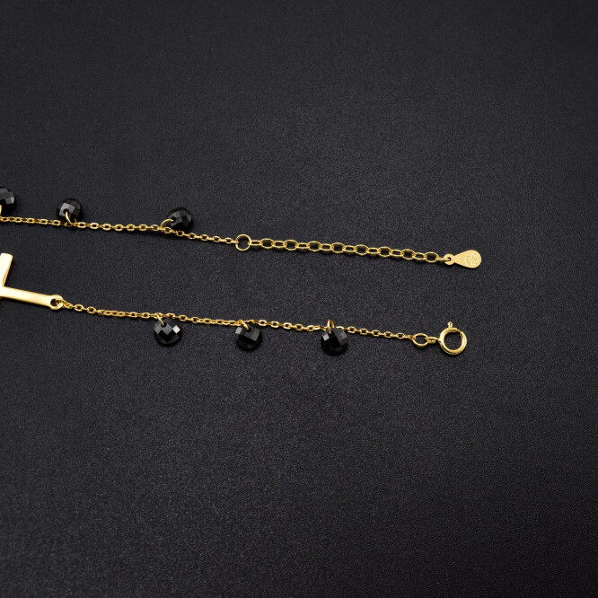 Bratara dama din argint placat cu aur 18K accesoriu in forma de cruce