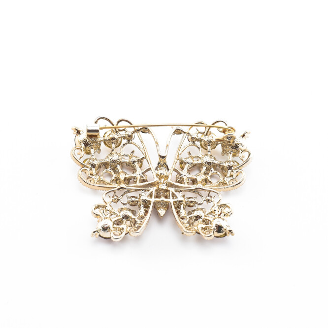Brosa "Fluture" aurie cu cristale zirconia multicolore
