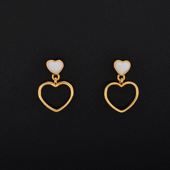Cercei dama din argint placat cu aur 18K in forma de inima BGP-AG-C-27