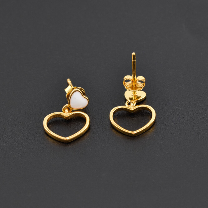 Cercei dama din argint placat cu aur 18K in forma de inima BGP-AG-C-27