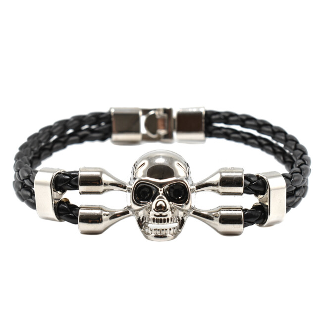 Bratara barbati cu accesoriu in forma de craniu
