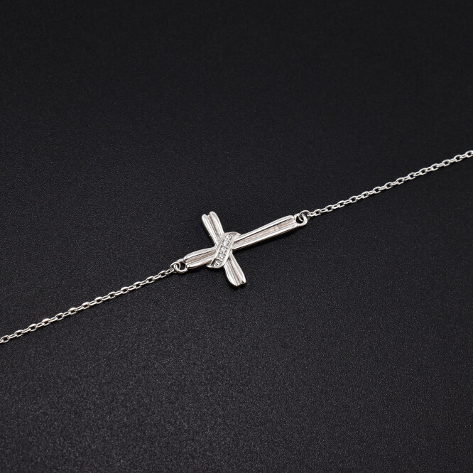 Bratara dama din argint cu accesoriu in forma de cruce BDAG-B-133