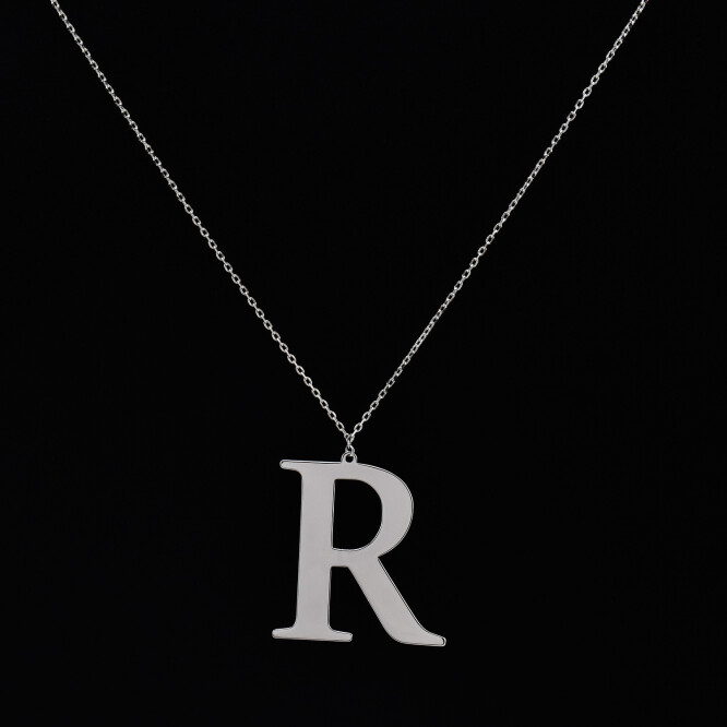 Lantisor dama din argint cu pandantiv litera ”R”