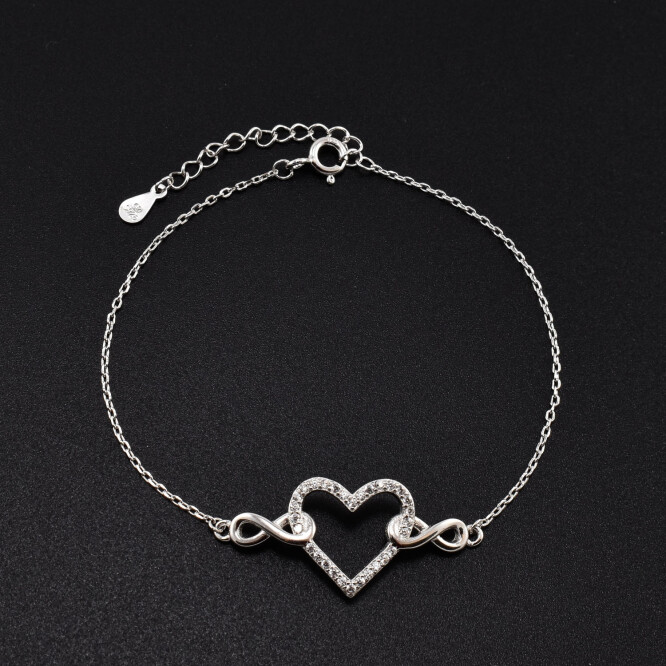 Bratara dama din argint cu accesorii in forma de inima si infinit BDAG-B-85