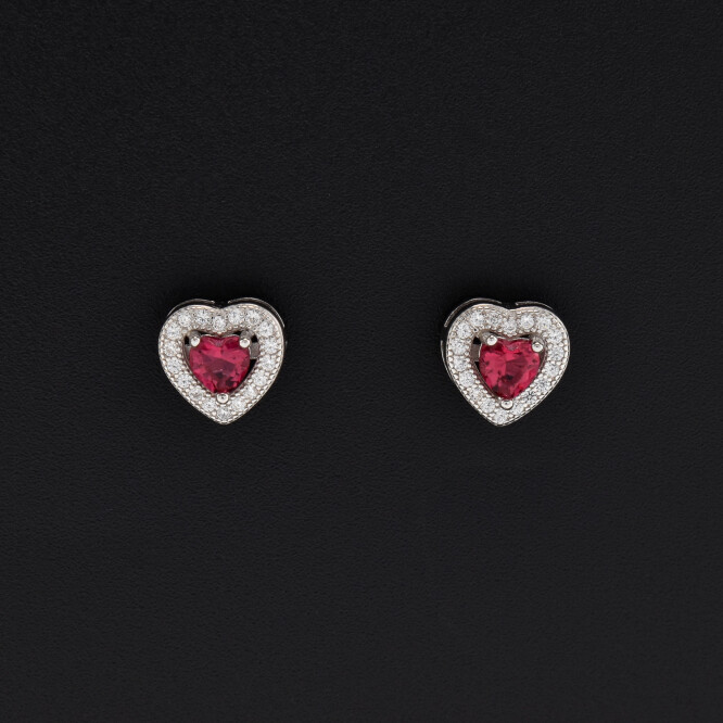 Cercei dama din argint forma de inima cu cristale swarovski
