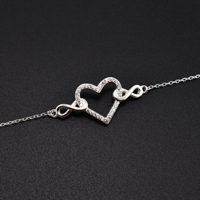 Bratara dama din argint cu accesorii in forma de inima si infinit BDAG-B-85