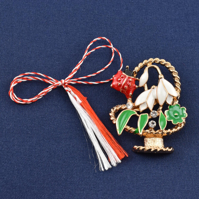 Martisor brosa "Cos cu ghiocei"