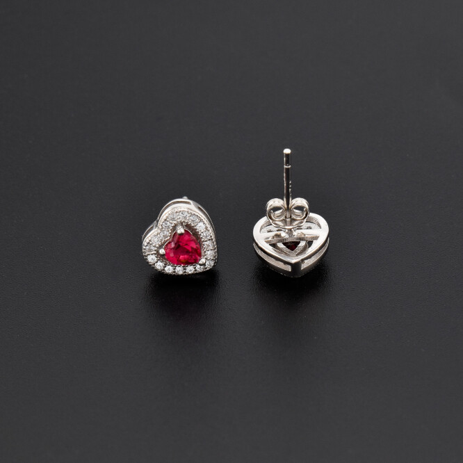 Cercei dama din argint forma de inima cu cristale swarovski