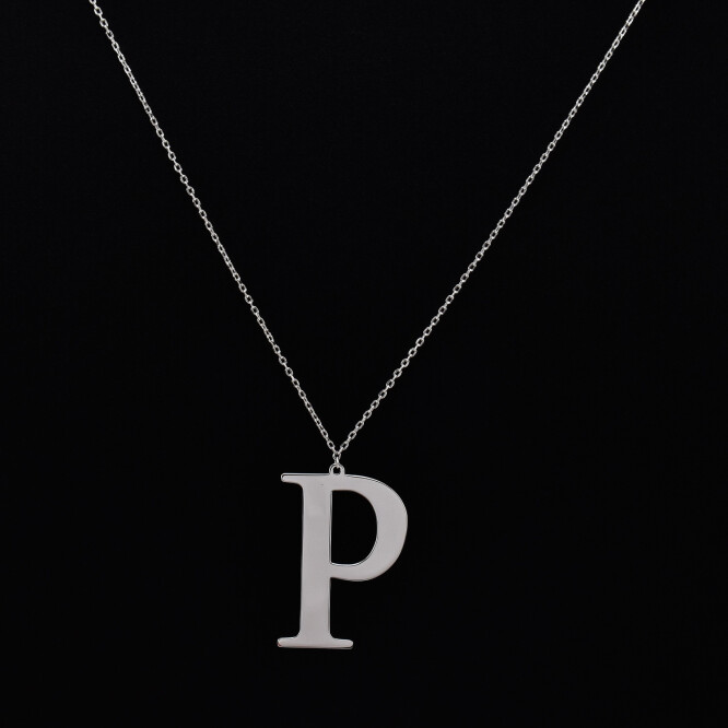 Lantisor dama din argint cu pandantiv litera ”P”