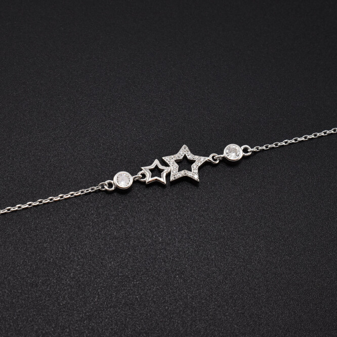 Bratara dama din argint cu accesorii in forma de stea