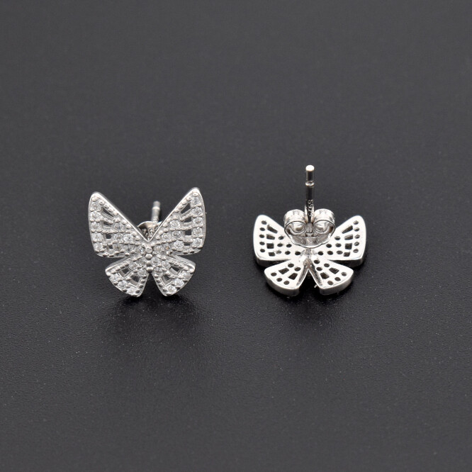 Cercei dama din argint in forma de fluture acoperiti cu cristale swarovski