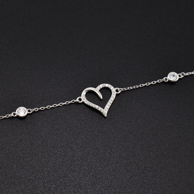 Bratara dama din argint cu accesoriu in forma de inima BDAG-B-89
