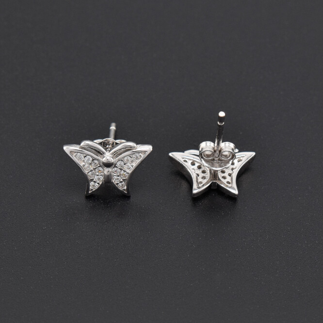 Cercei dama din argint in forma de fluture acoperiti cu cristale swarovski BDAG-C-72