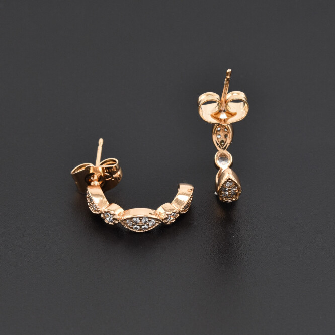 Cercei dama placati cu aur 18K in forma de semicerc