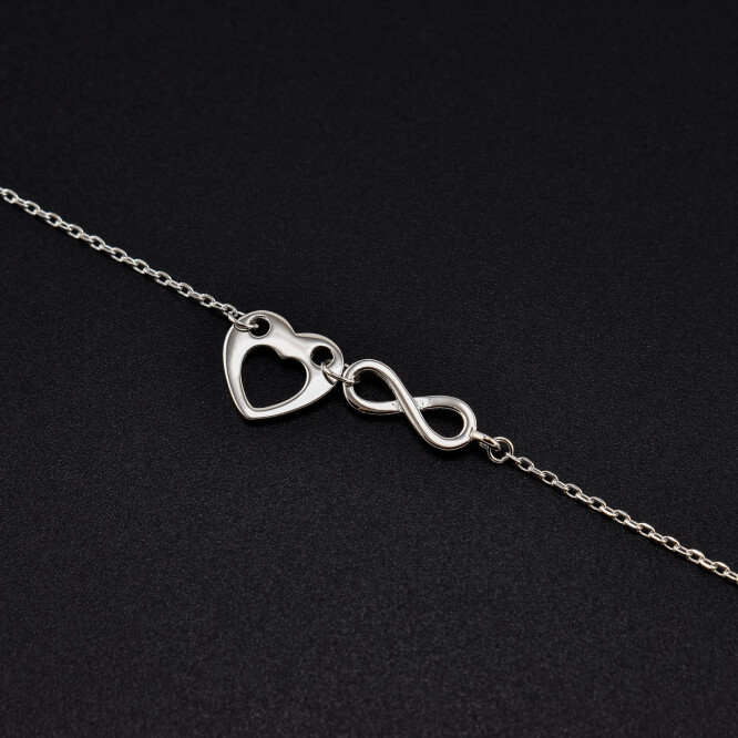 Bratara dama din argint cu accesorii in forma de inima si infinit BDAG-B-167