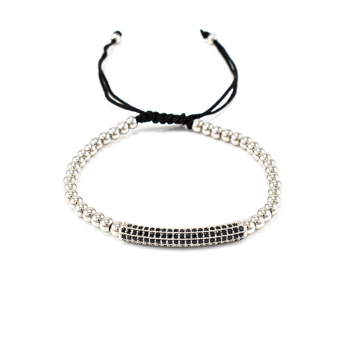 Bratara barbati WHITE PAVE BAR TUBE CHARM