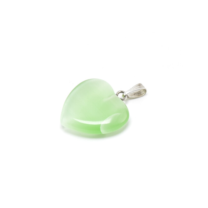 Pandantiv ochi de pisica in forma de inima verde
