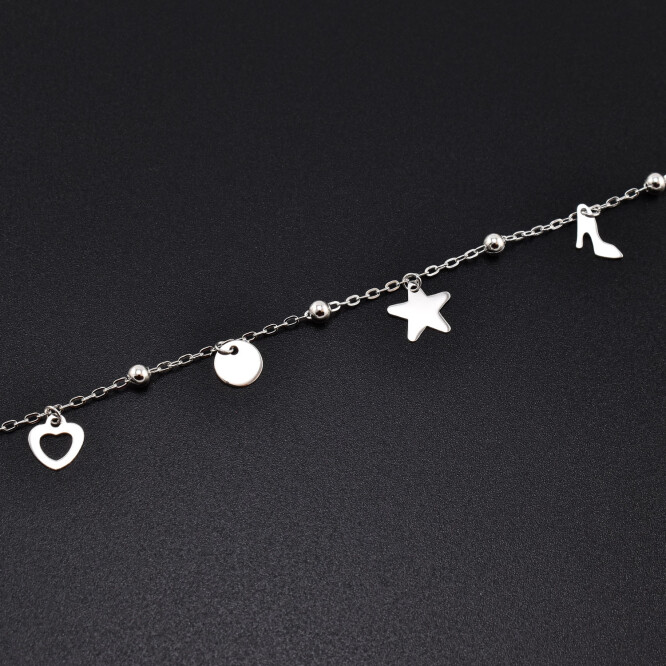 Bratara dama din argint cu accesorii in forma de inima, banut, stea