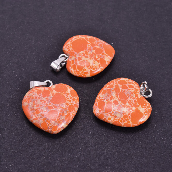 Pandantiv in forma de inima din jasp regal, orange
