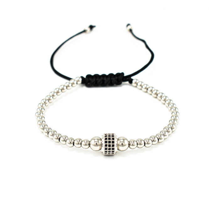 Bratara barbati din otel inoxidabil si accesoriu cu cristale zirconia BBB-317
