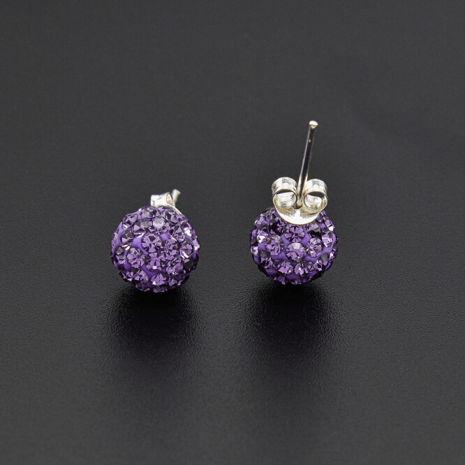 Cercei dama din argint bobita cu cristale swarovski mov